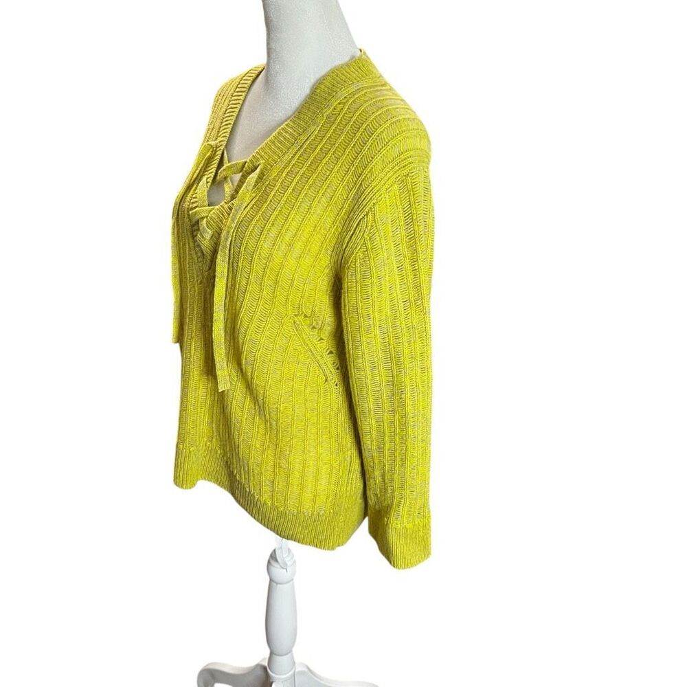Zadig & Voltaire Fanny Lace-Up Cable Knit Sweater Size S Lime Green Yellow - Picture 8 of 12